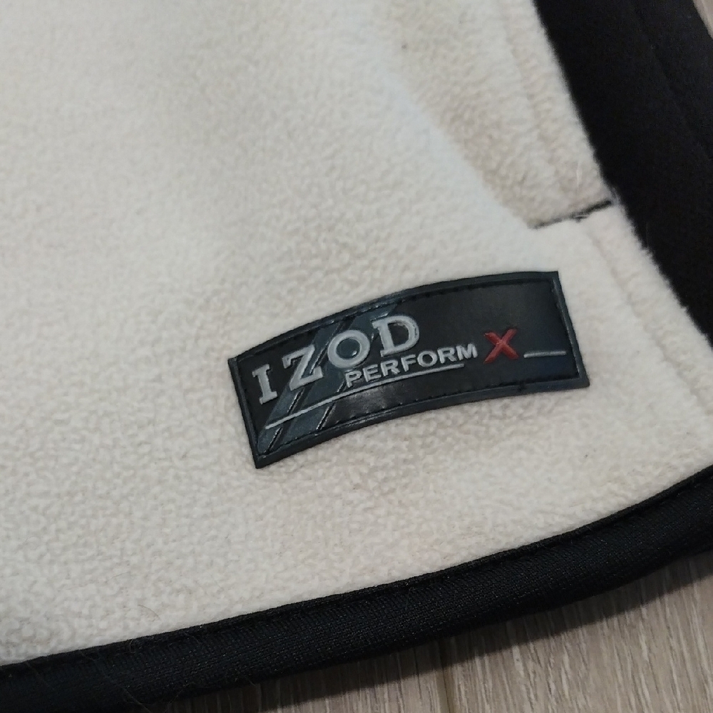 Izod Cream and Black Zip-Up Sweater - Picture 3 of 17